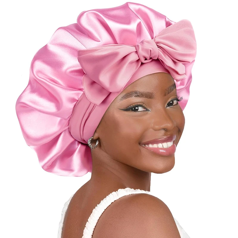 Satin Hair Bonnet - New Satin Solid Sleeping Hat With