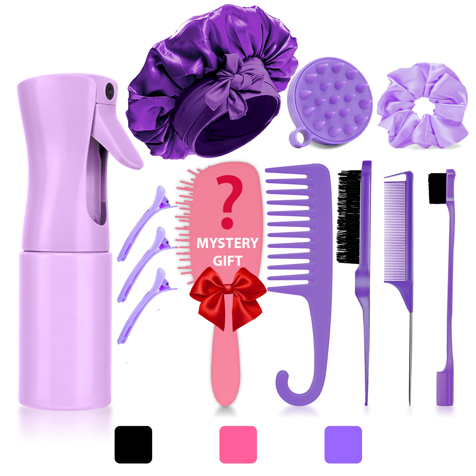 Satin Hair Bonnet - Natural Hair Care Set with Satin