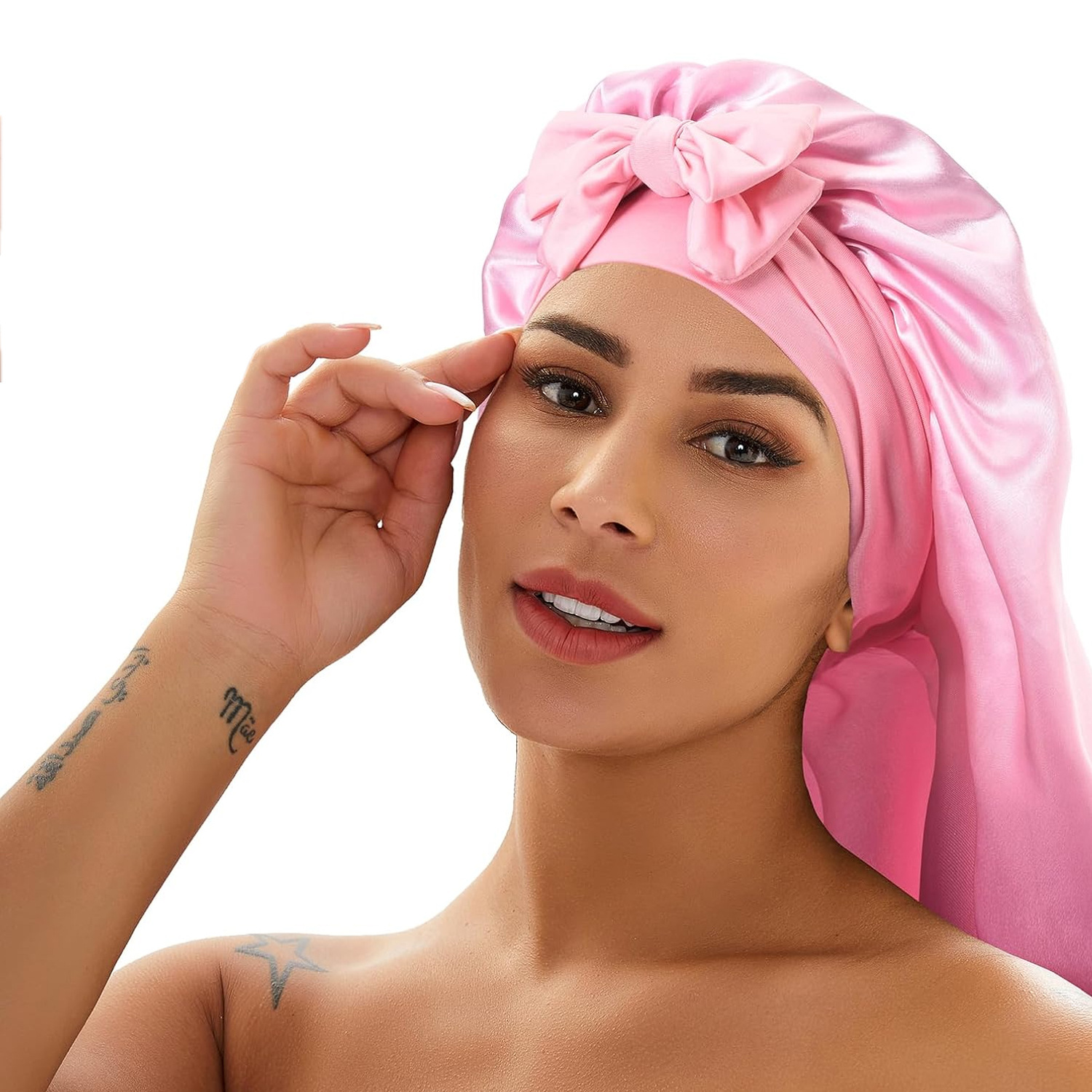 Hair Care Daily Routine - Long Satin Bonnet for Women, Silk