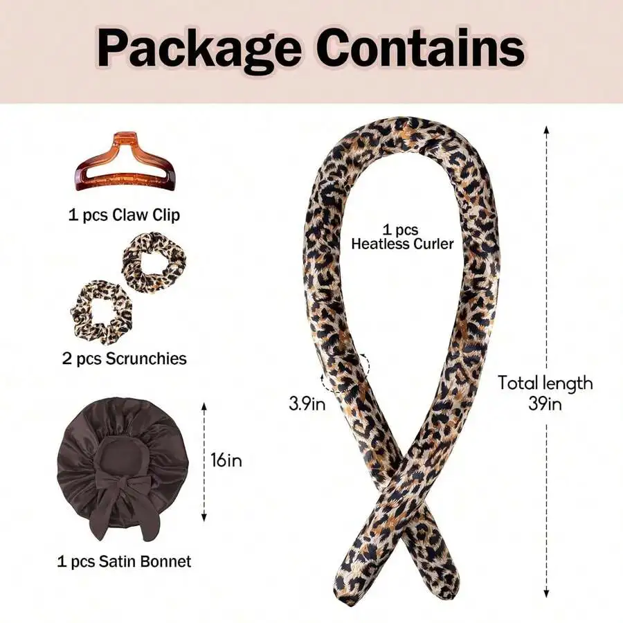 Satin Hair Bonnet - Heatless Curling Rod Set With Scrunchies,