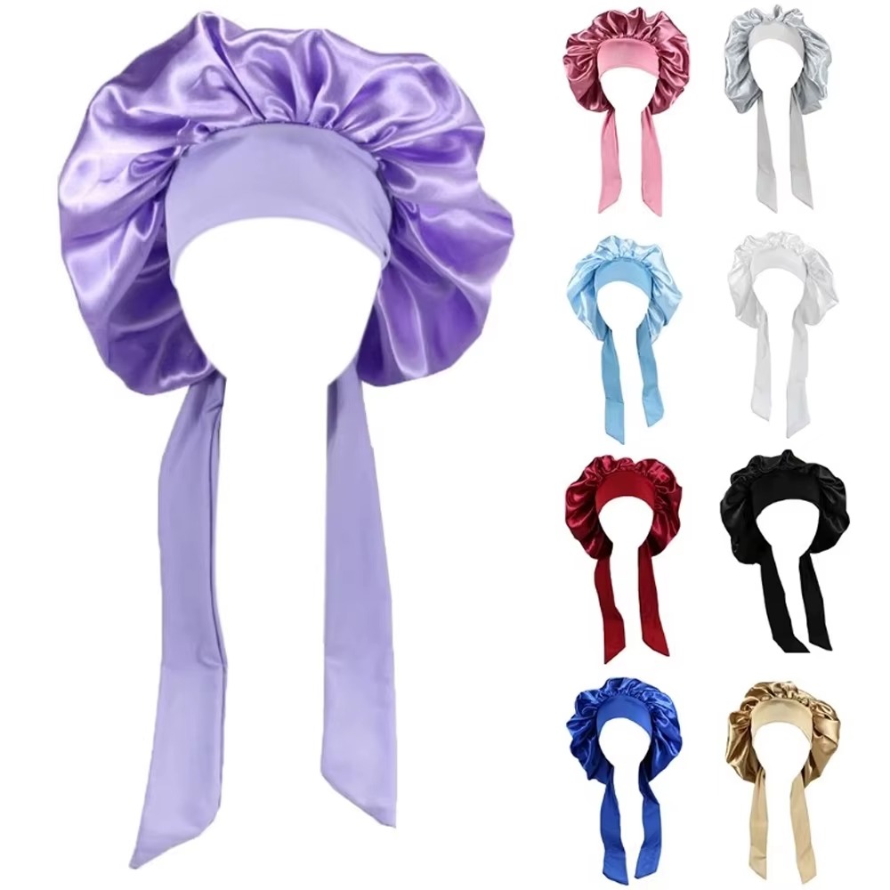 New Satin Solid Sleeping Hat W - مراجعة Satin Hair Bonnet وسعره