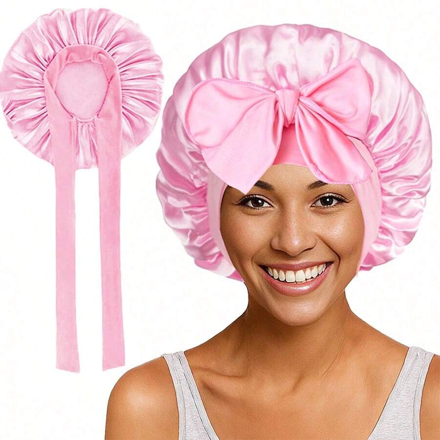 Purple Satin Bow Sleep Bonnet  - مراجعة Satin Hair Bonnet وسعره