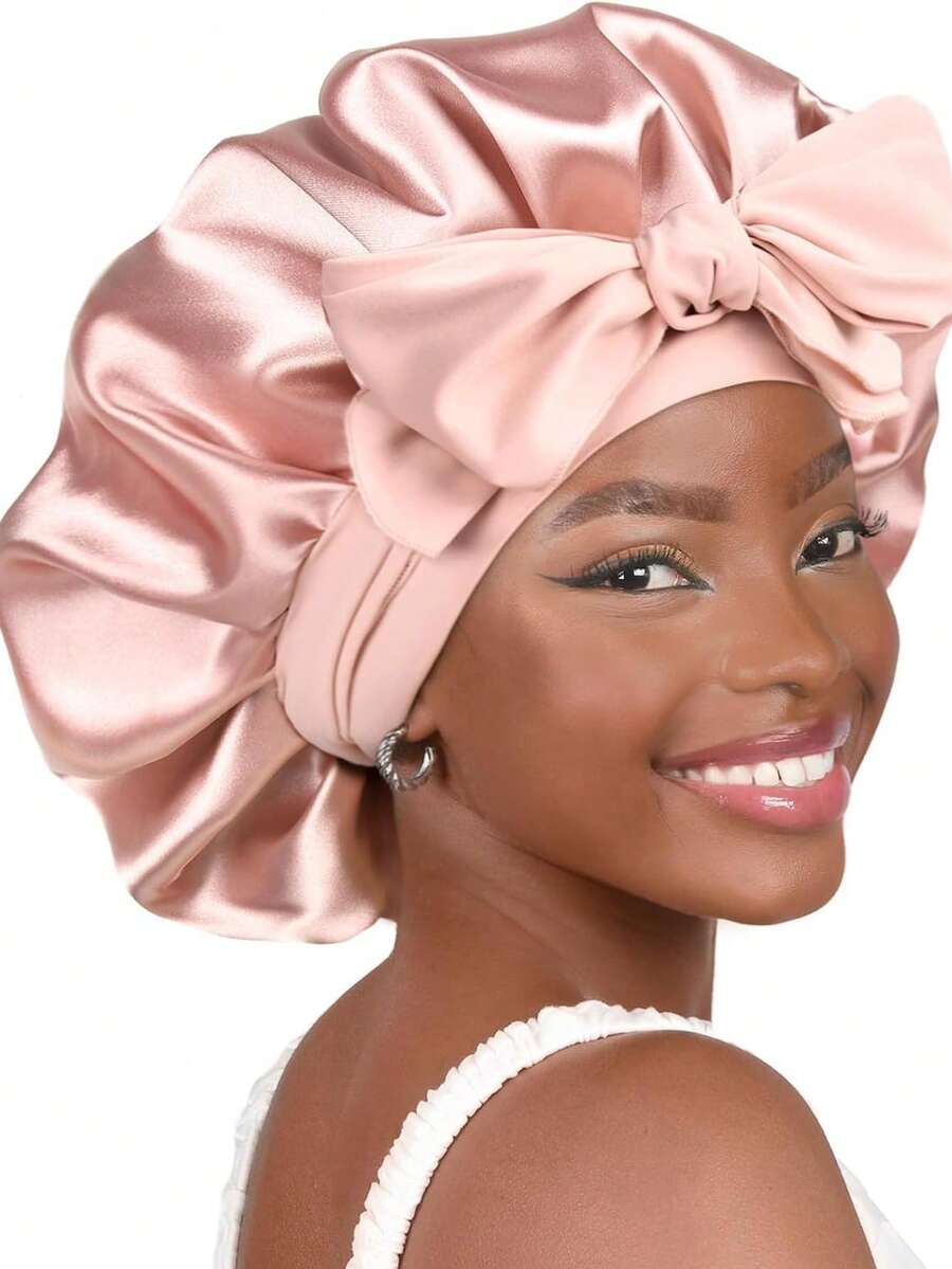 Purple Satin Bow Sleep Bonnet  - مراجعة Satin Hair Bonnet وسعره