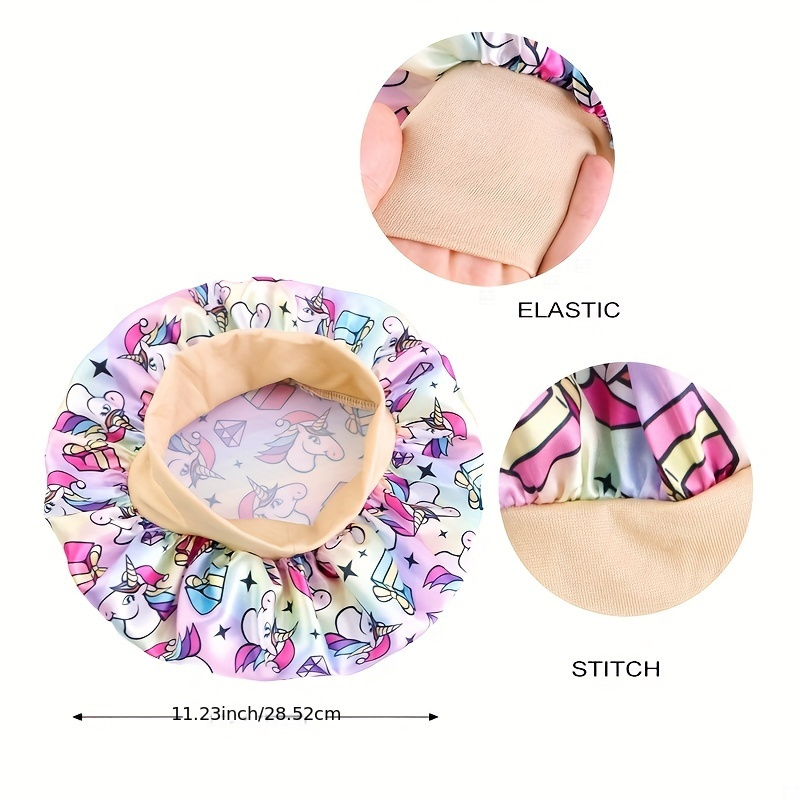 1PCS Cartoon Unicorn Printed K - مراجعة Satin Hair Bonnet وسعره