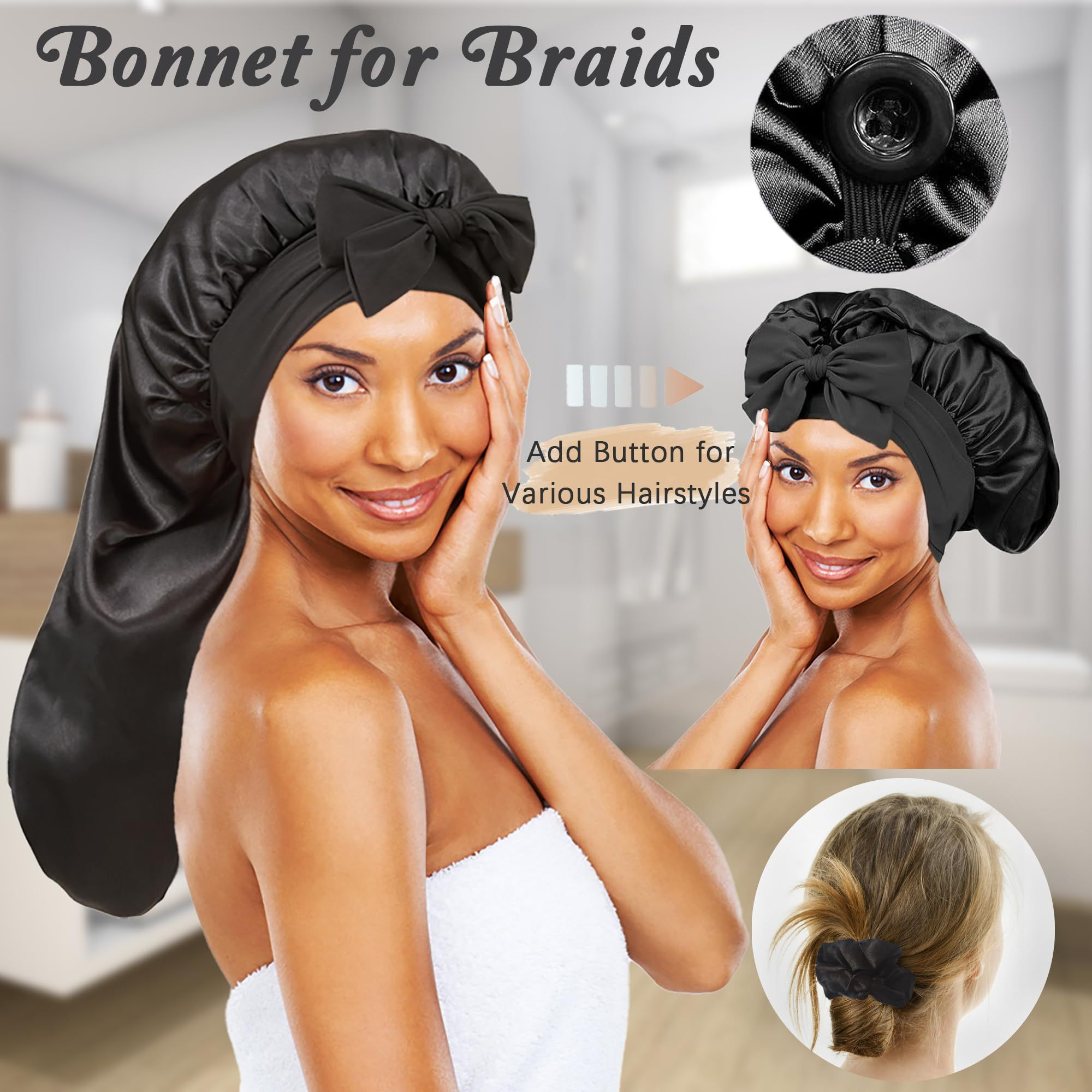2pcs Extra-Large Satin Bonnets - مراجعة Satin Hair Bonnet وسعره