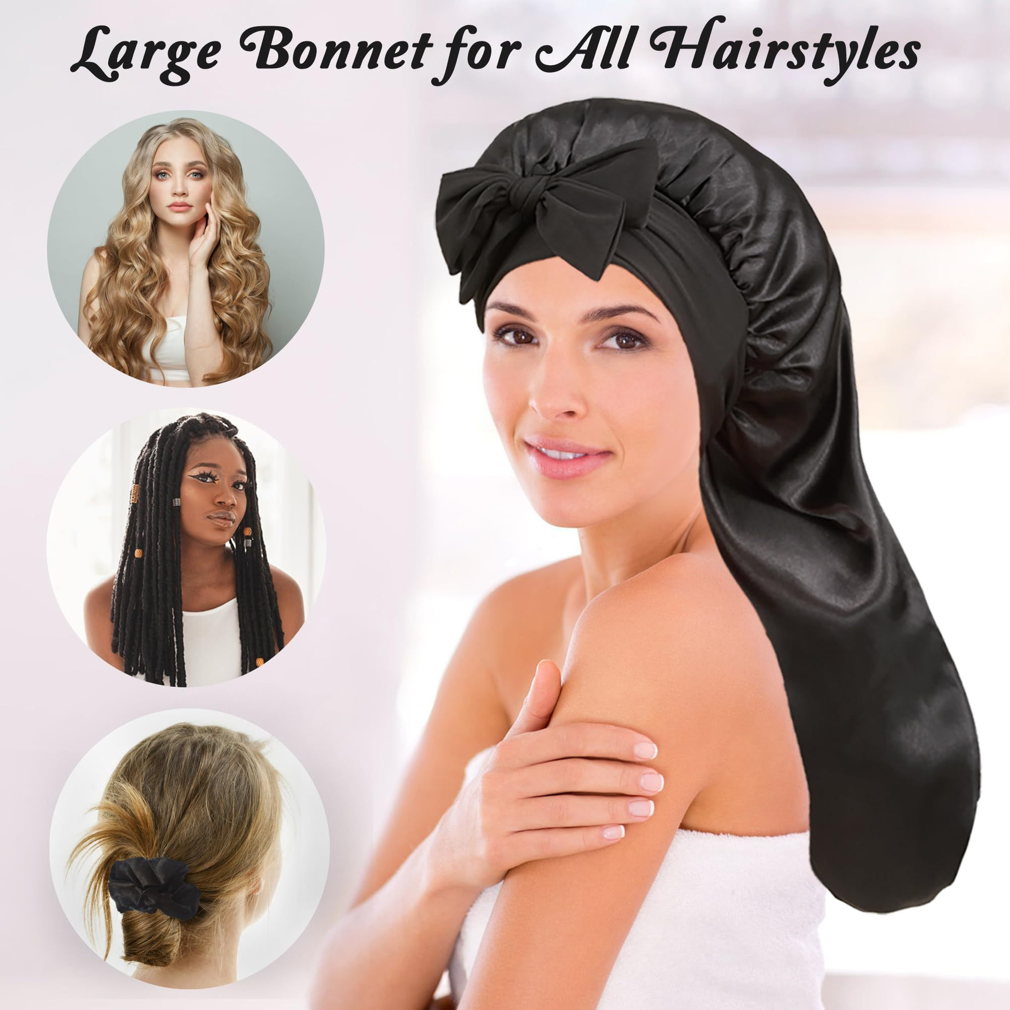 2pcs Extra-Large Satin Bonnets - مراجعة Satin Hair Bonnet وسعره