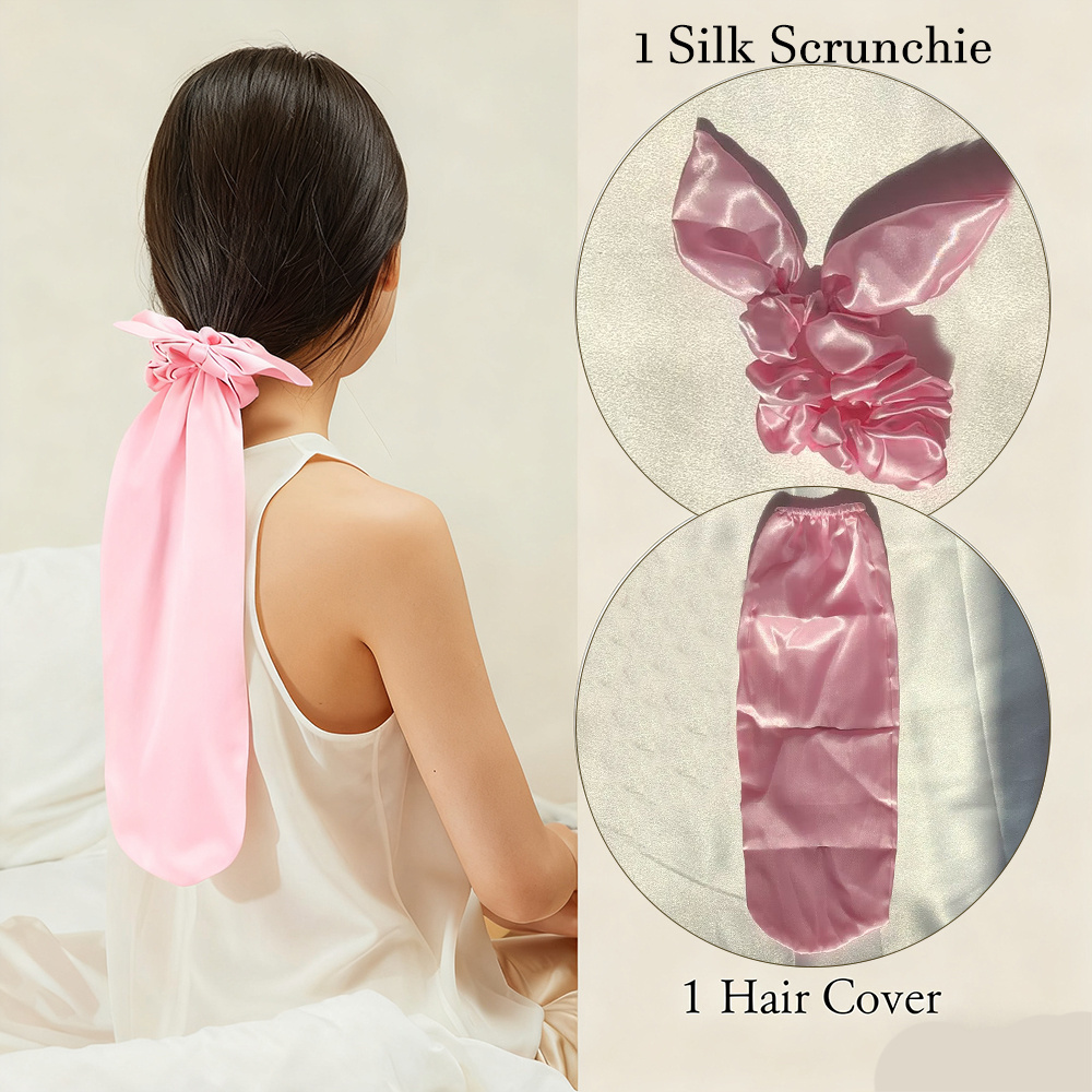 1 Silk Scrunchie+1 Hair Cover  - مراجعة Satin Hair Bonnet وسعره