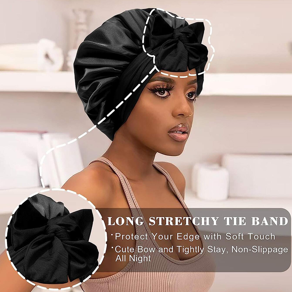 Satin Solid Sleeping Hat Silky - مراجعة Satin Hair Bonnet وسعره