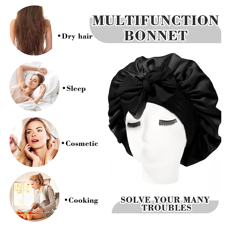 Satin Solid Sleeping Hat Silky - مراجعة Satin Hair Bonnet وسعره