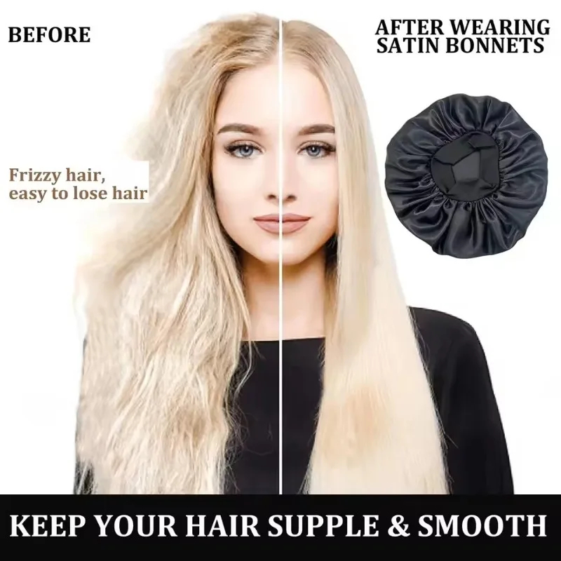 1-4pcs Women Night Sleep Hair  - مراجعة Satin Hair Bonnet وسعره